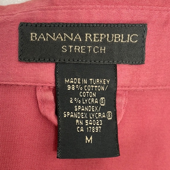 Banana Republic Rose Pink 3/4 Sleeve Fitted Button Down Shirt Size M - Picture 8 of 9